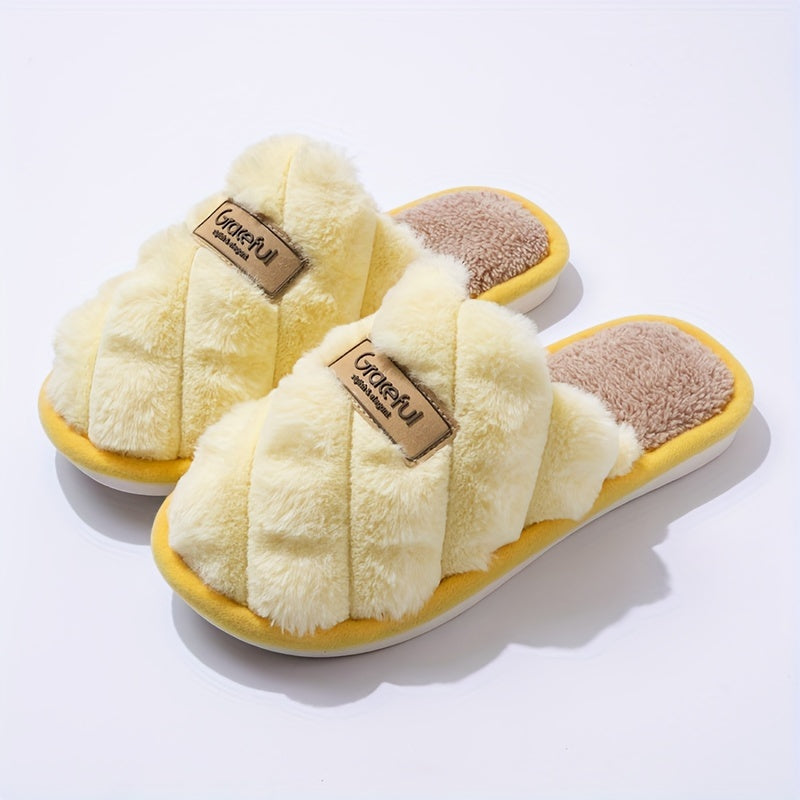 Plaid Winter Slippers Plaid Winter Slippers | Cozy, Non-Slip PVC Sole & Plush Trim - Grey